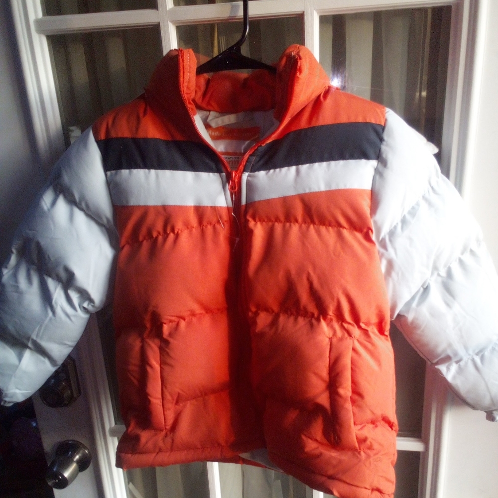 Brand new, never wor, Winter Jacket Sz 7/8, Sunset Orange & Light Grey